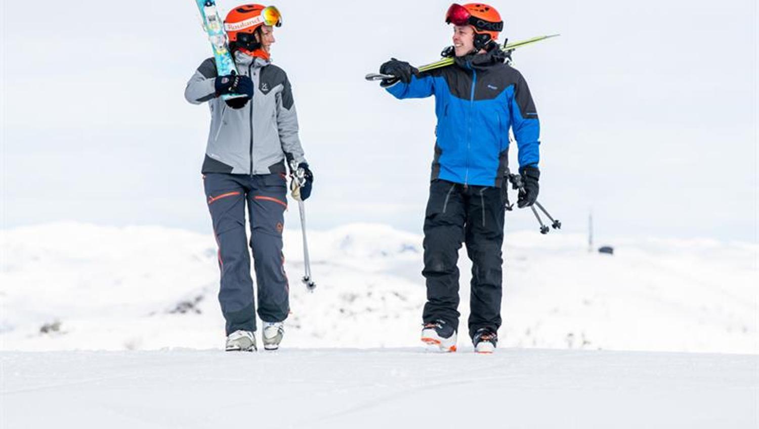 2 personer med ski på Holtardalen