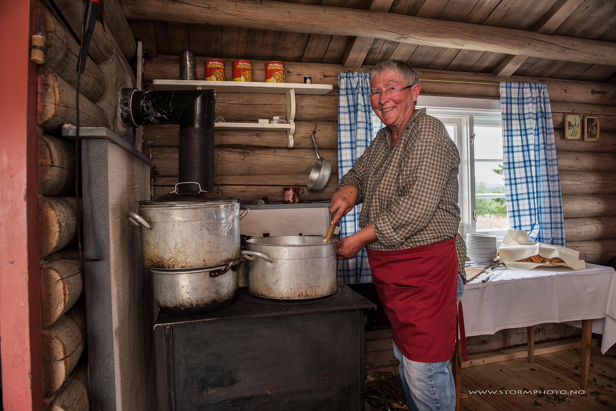 Budeia prepares lunch at the summer farm, Venabu Fjellhotell