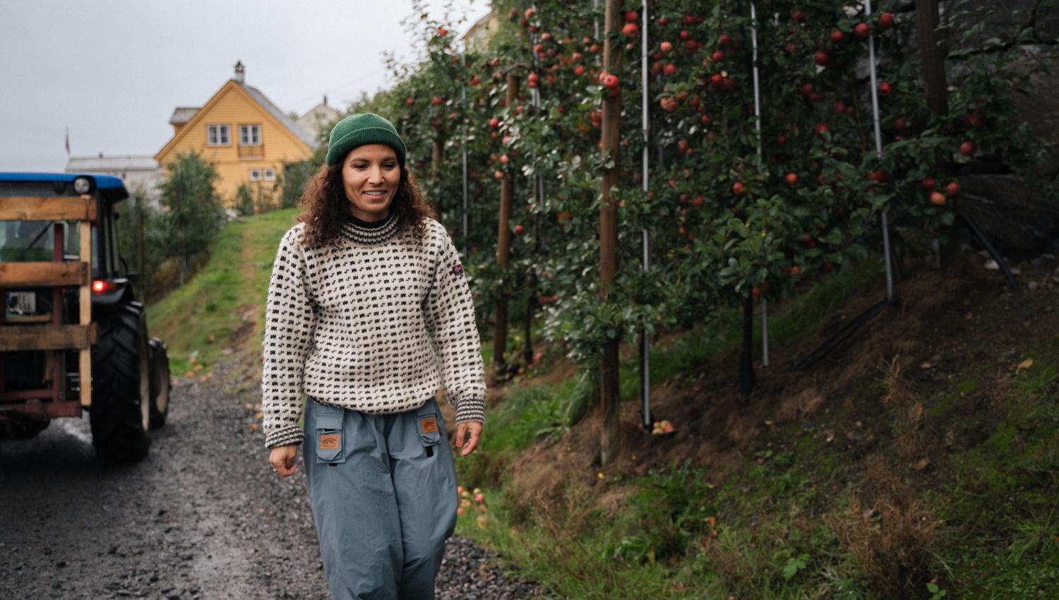 Arbeid på garden hos Edel Sider i Hardanger under haustinga.
