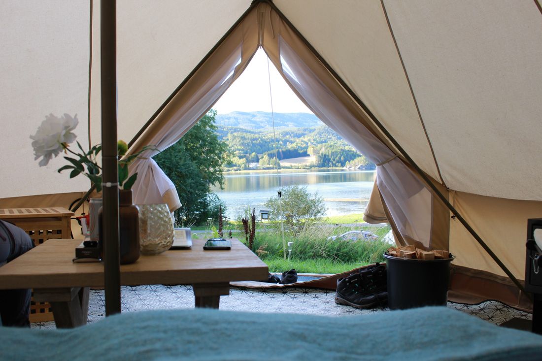 utsikt fra Glamping telt på Lystang Camping