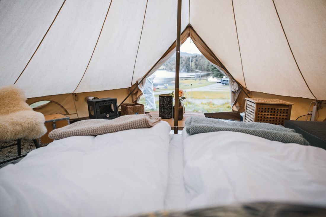 innredning på Glamping telt på Lystang Camping