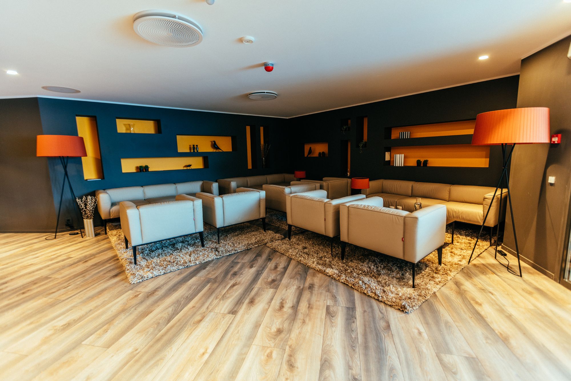 Modern lounge area with comfortable seating at Hardanger House.