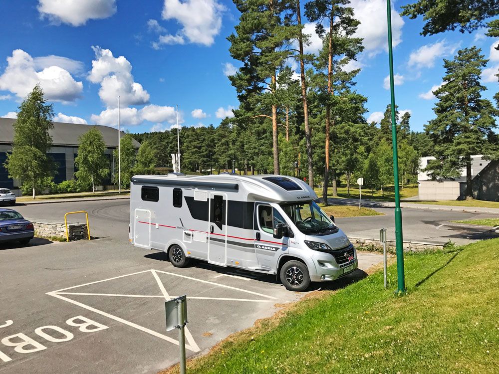 motorhome at motorhome parking in Skien leisure park 
