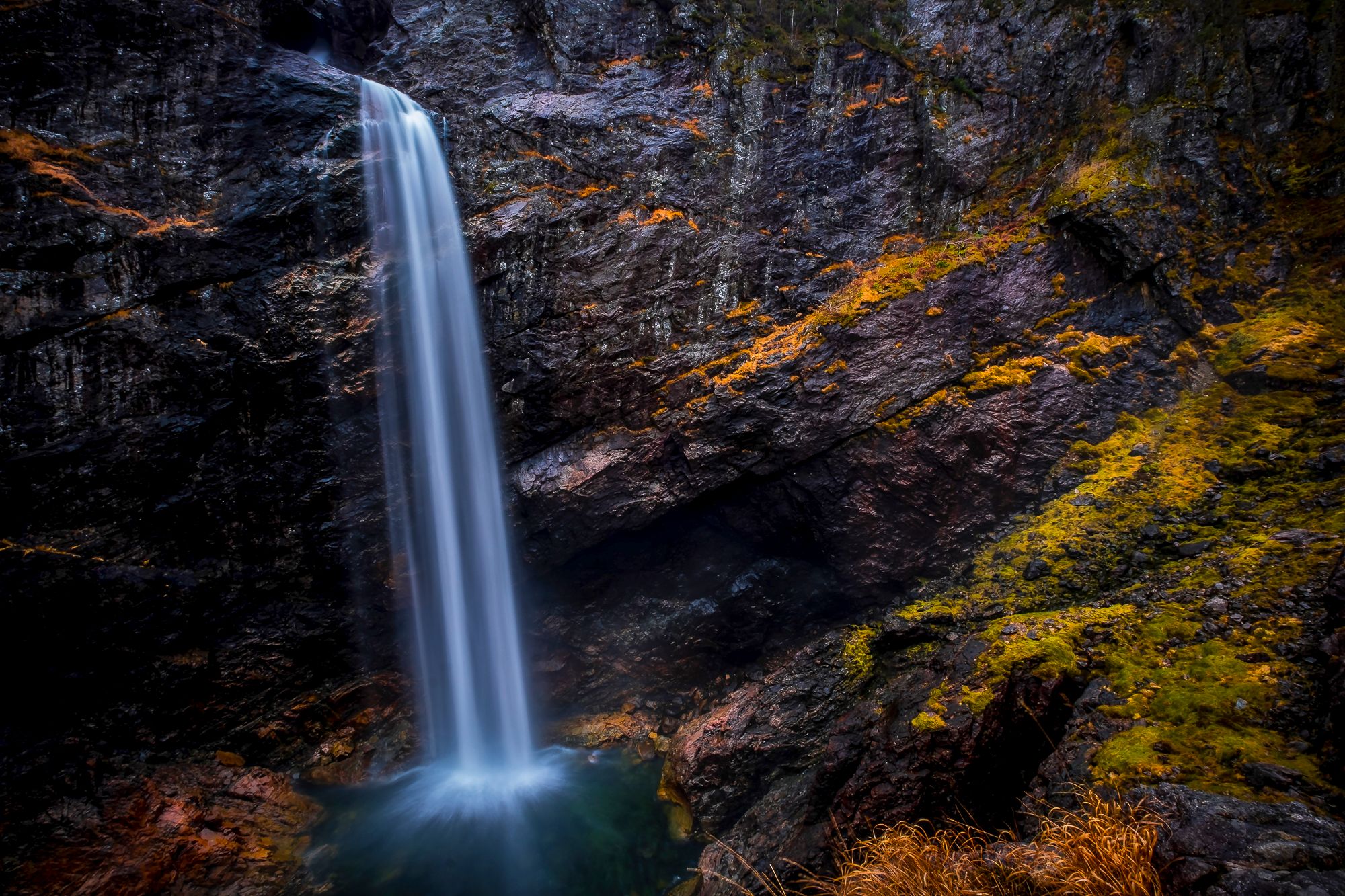 The magnificent 92 metre tall waterfall Månafossen