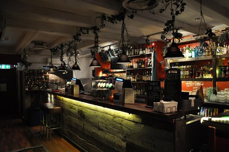 Cocktail bar at night.