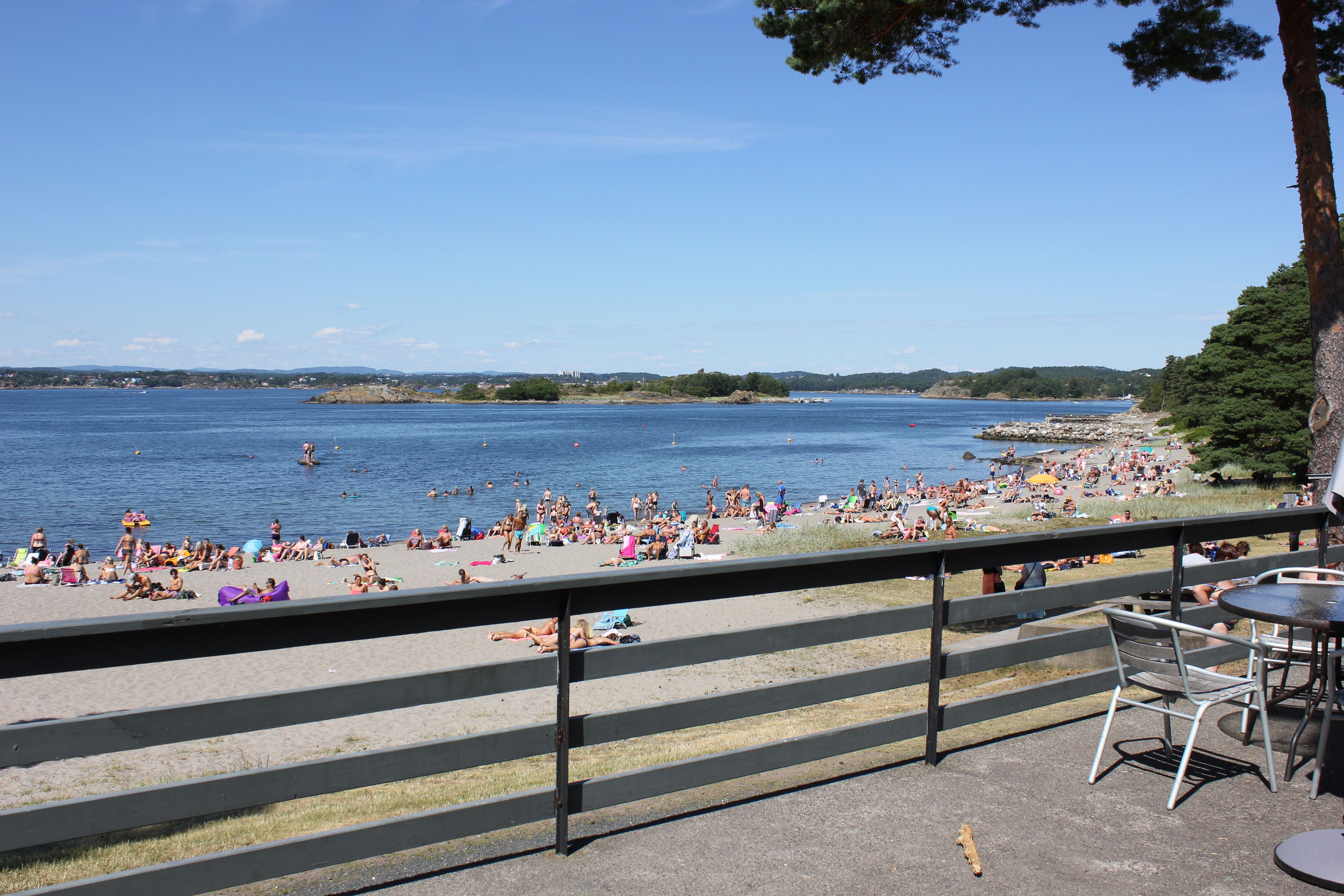 View from the veranda to the beach and sea