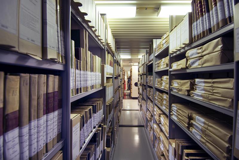 Shelves with archives