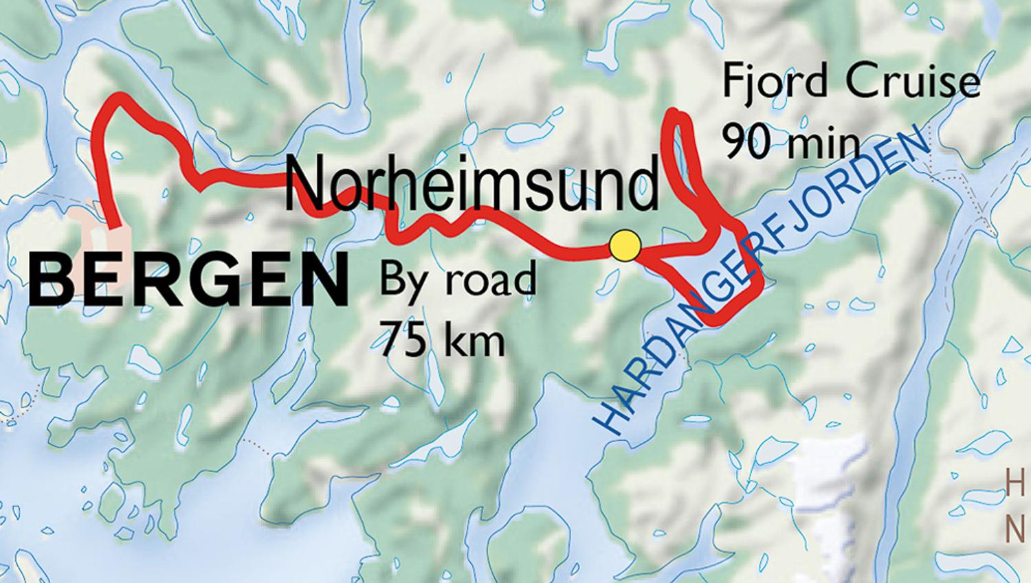 Reiserute fjord cruise med Norheimsund RIB Seafari.
