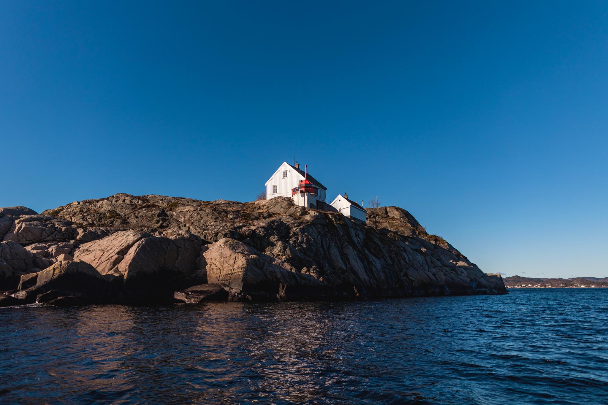 View from the sea towards Hatholmen Lighthouse