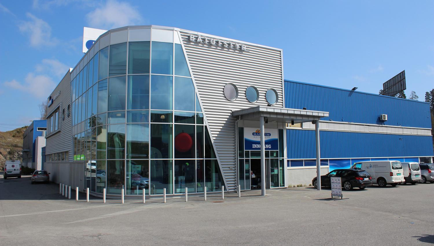 fasade på båtutstyrsbutikken Maritim AS på Stoa i Arendal