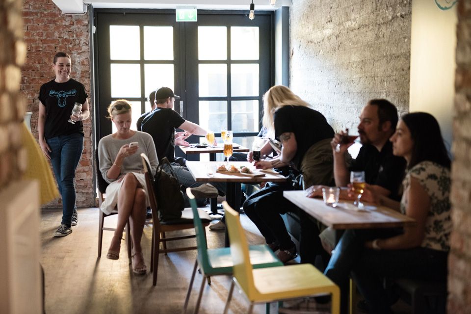 Interior photo of people drinking.