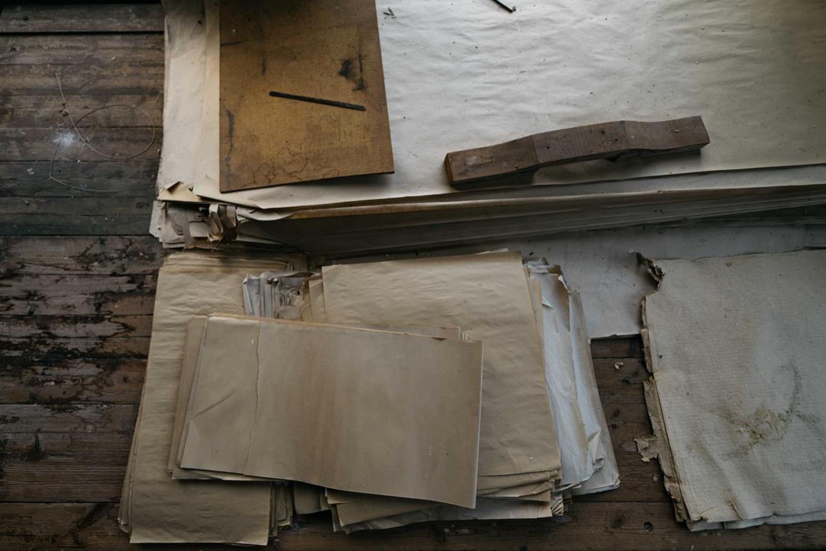 Papir inne i Klevfos industrimuseum
