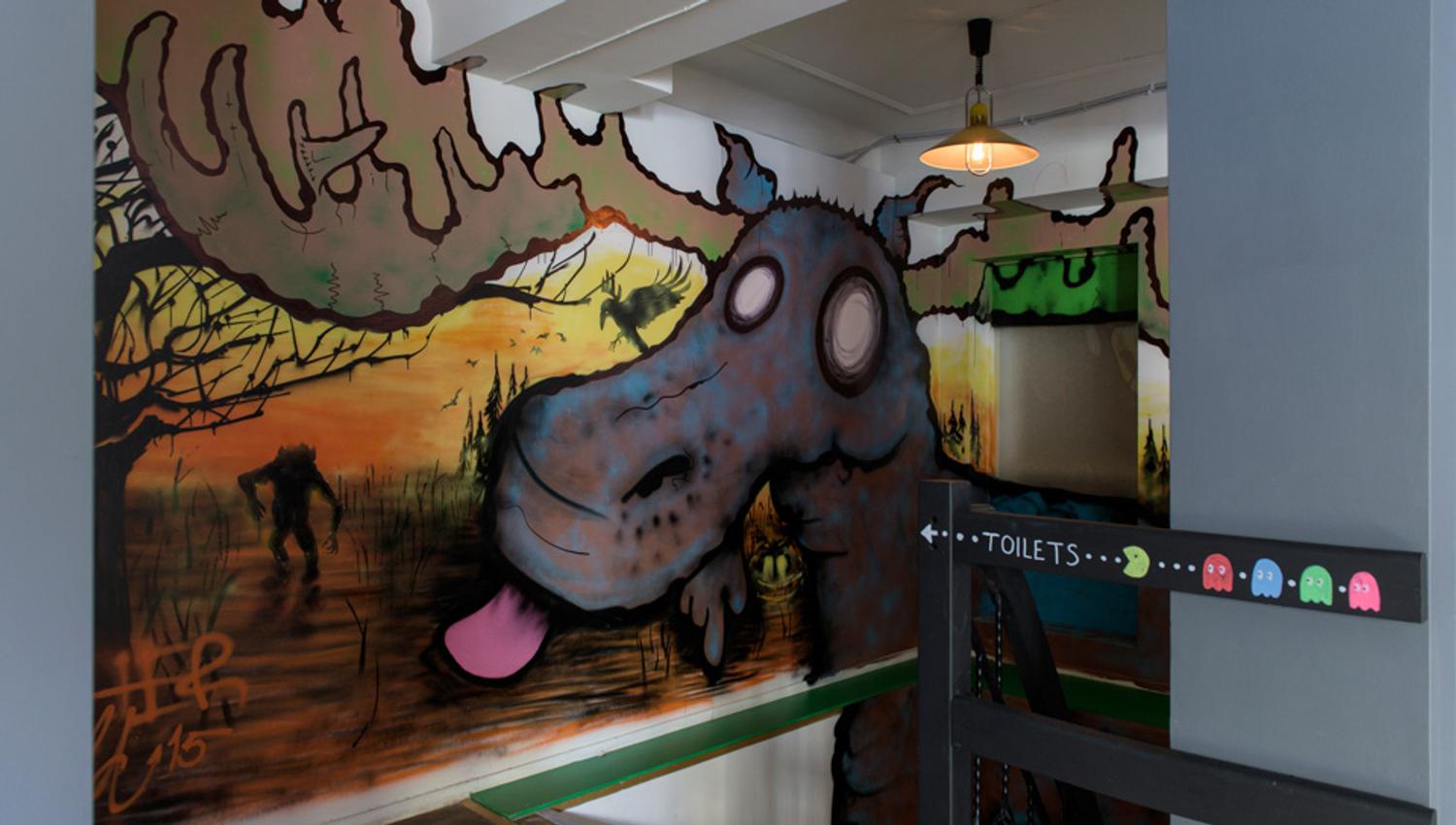 A mural of a moose.