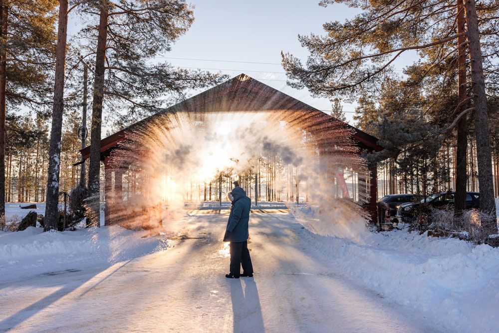 entrance to First Camp Bø in winter