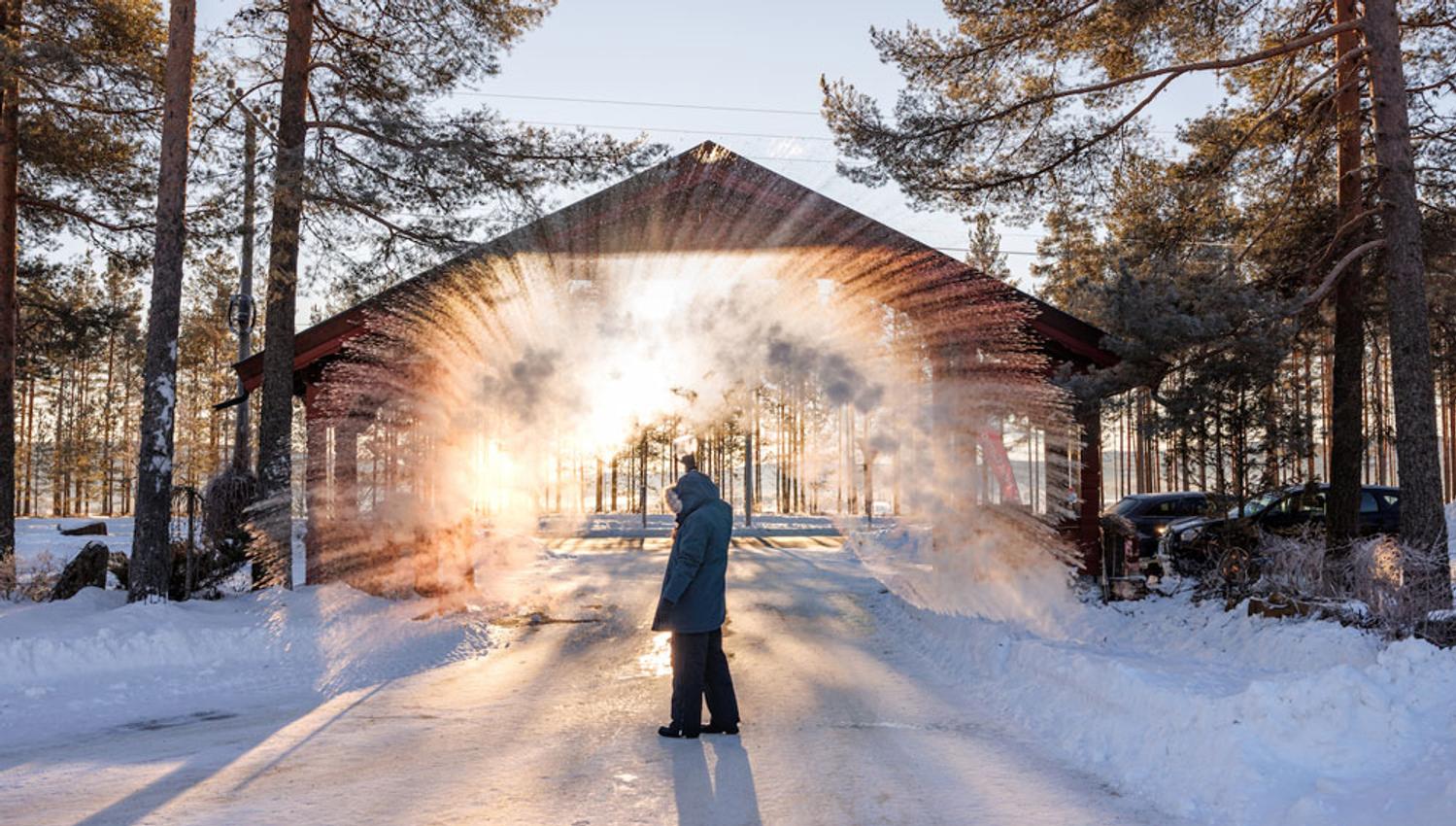 entrance to First Camp Bø in winter