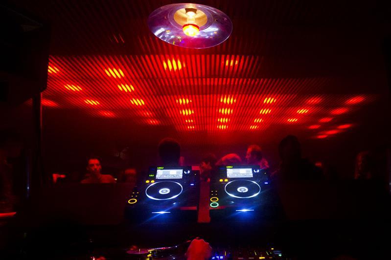 The dancefloor as seen from the DJ booth.