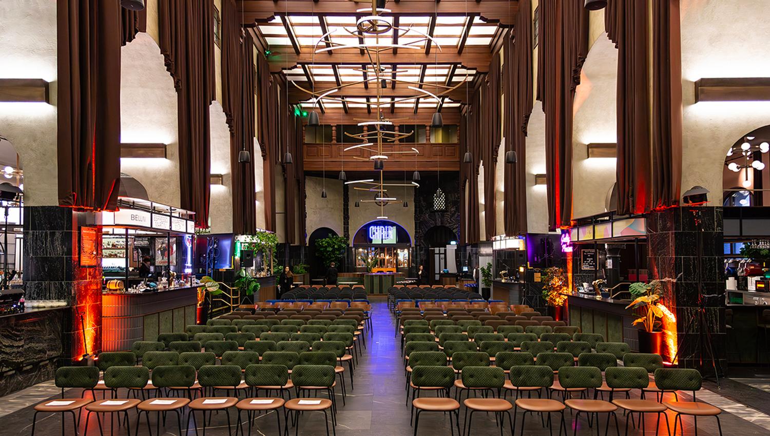 Seating in the hall for many people