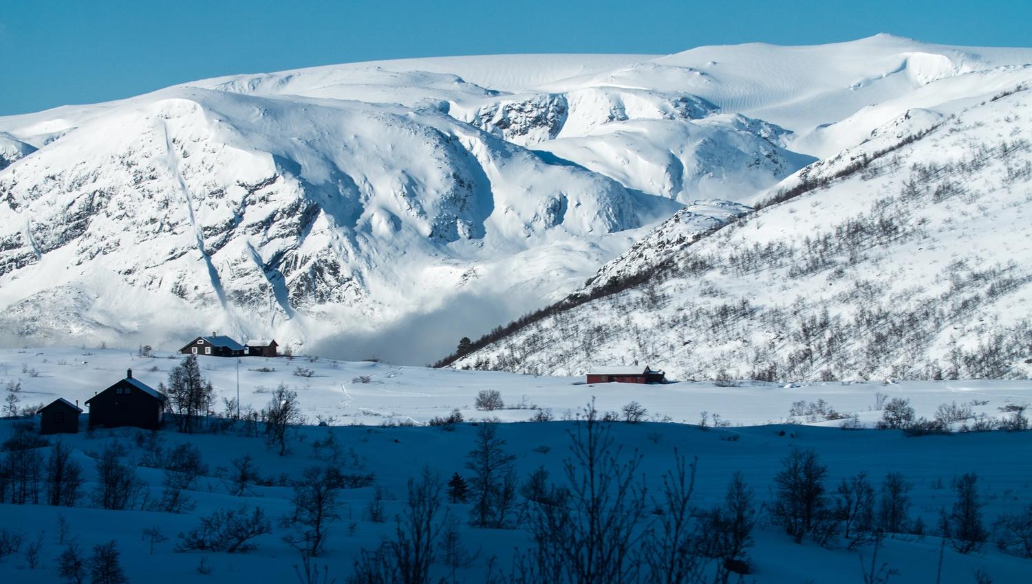 Røldal fjellandsby om vinteren.