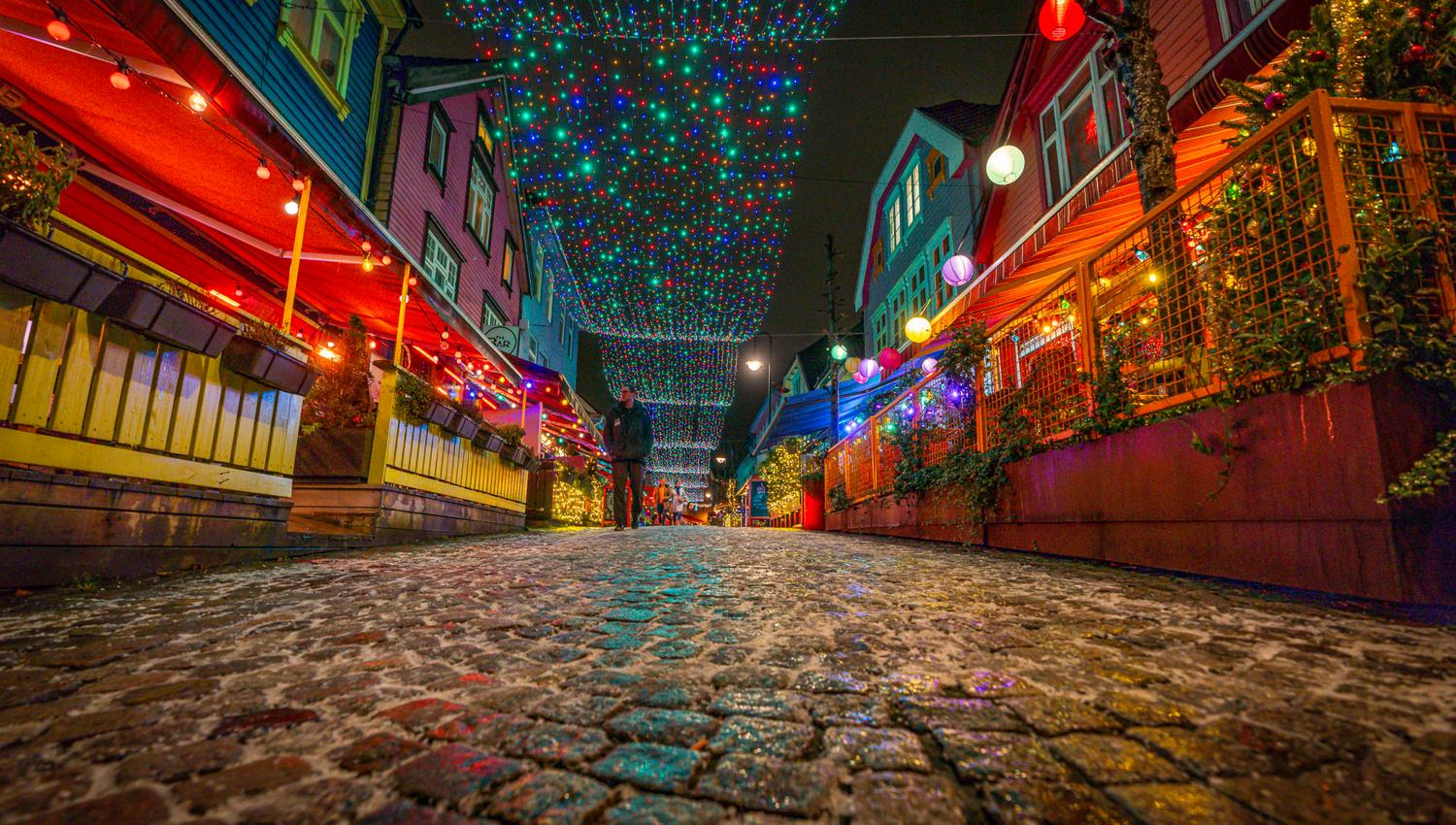 Winter lights in the street of colours, Fargegaten