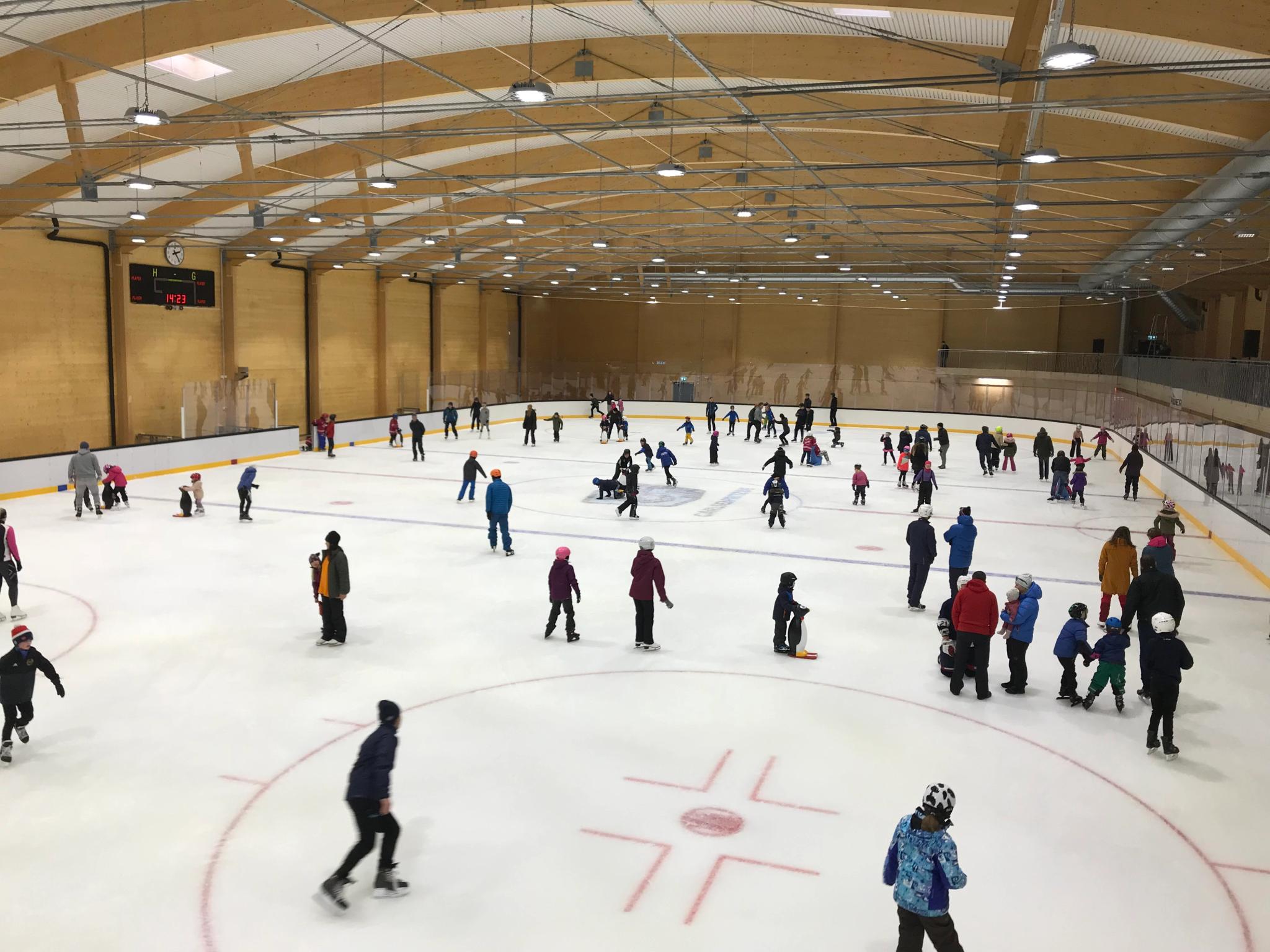 Children skating in the ice rink