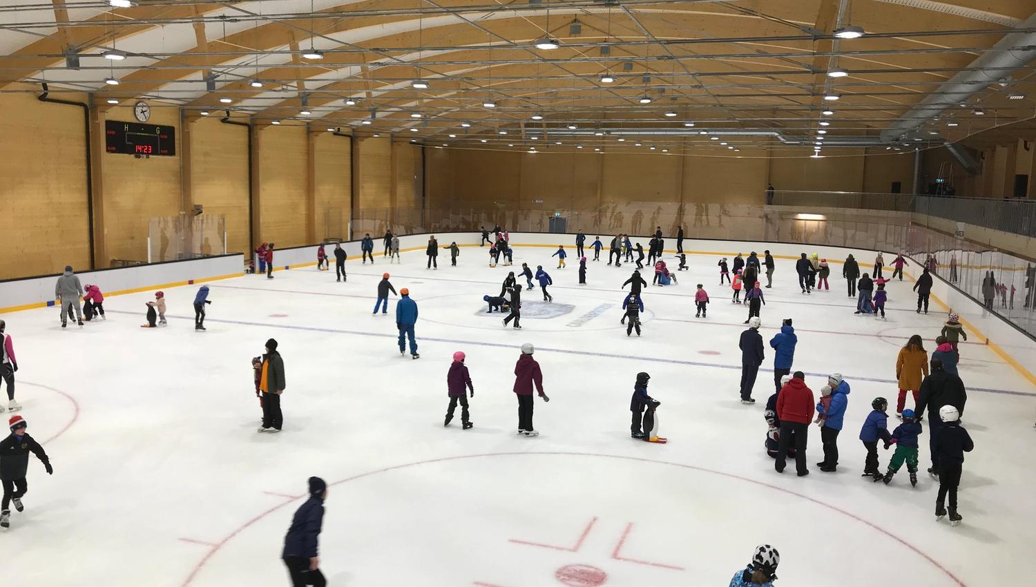 Children skating in the ice rink