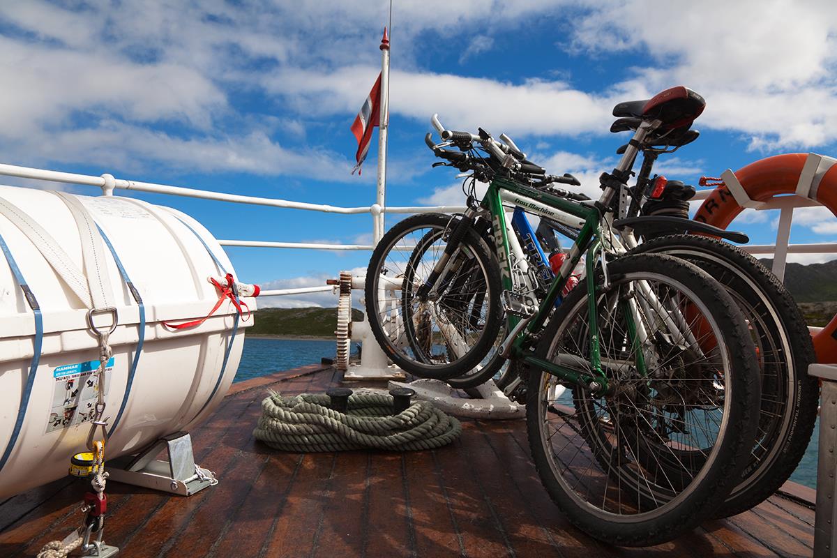 Bicycles on the passenger boat on Lake Bygdin