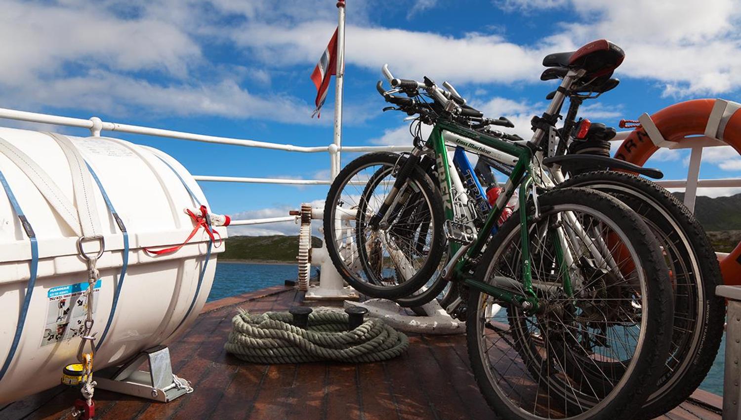 Bicycles on the passenger boat on Lake Bygdin