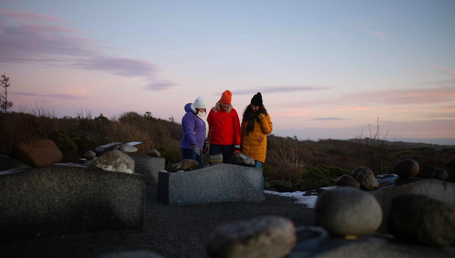 Folk som ser på ulike bergartstyper