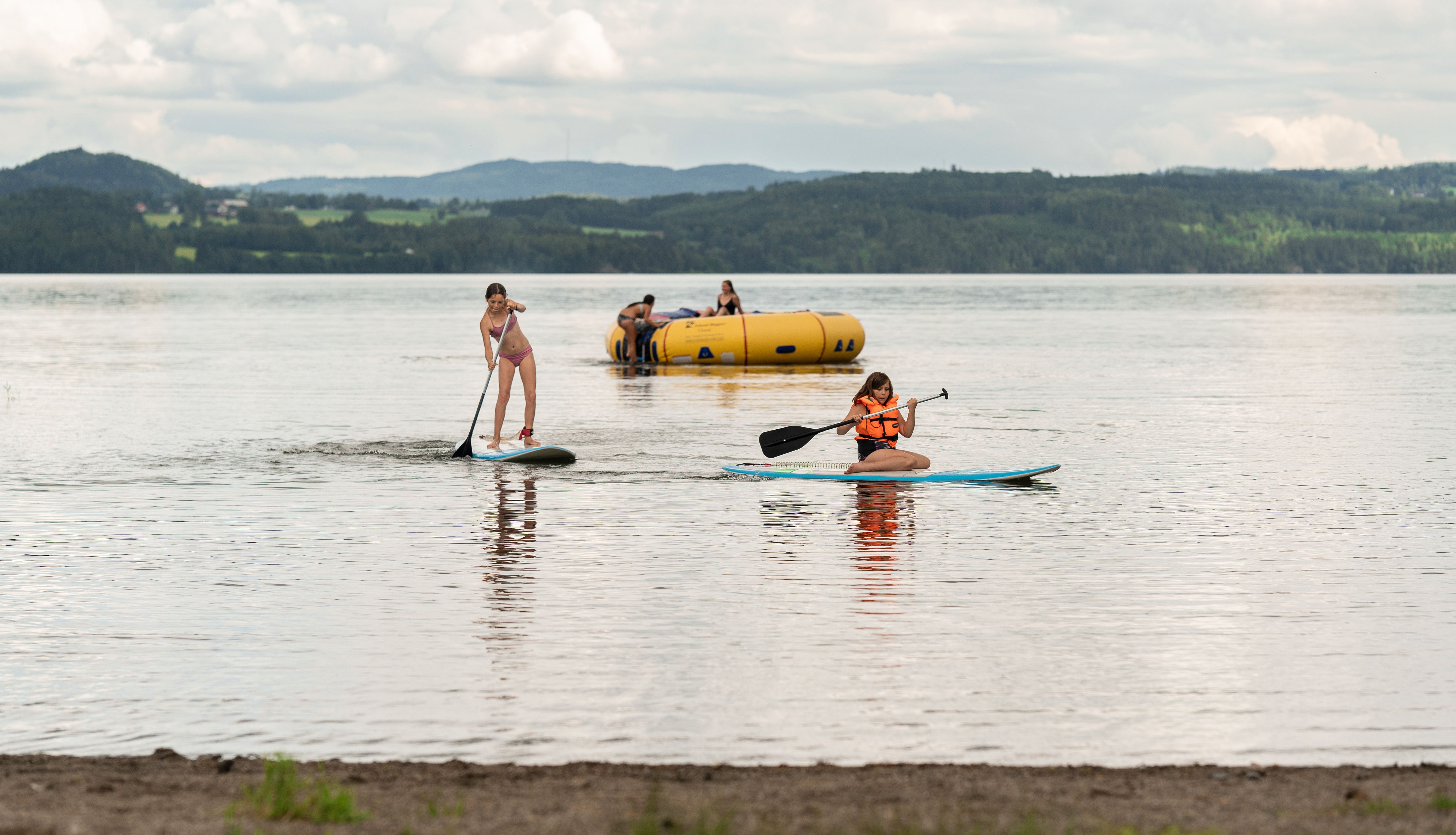 SUP board and trampoline at Sveastranda Camping