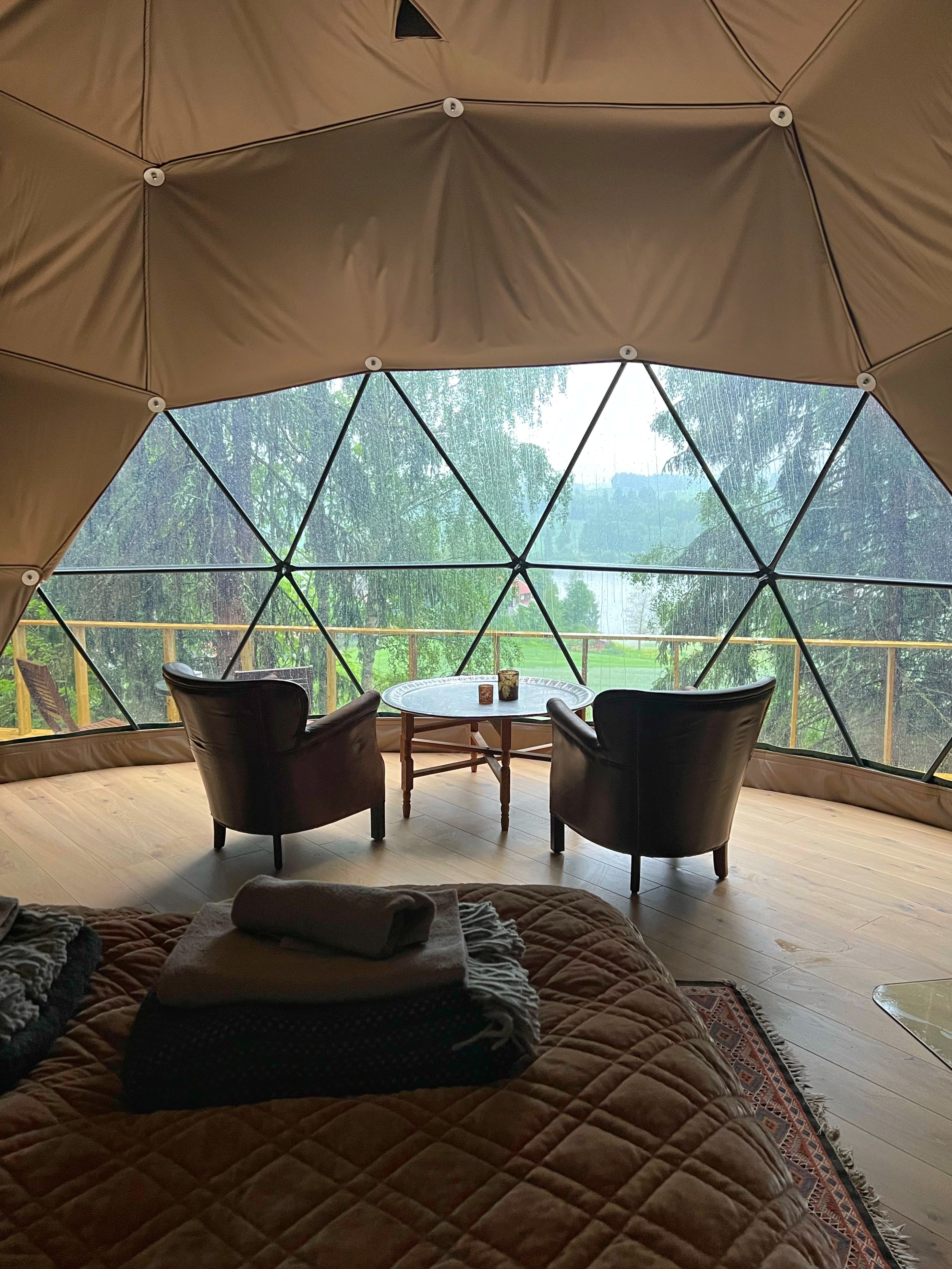 WonderInn Dome with chairs and view  