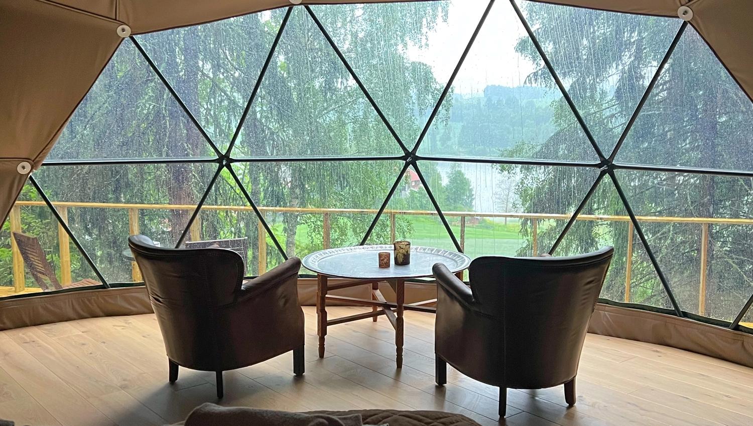 WonderInn Dome with chairs and view