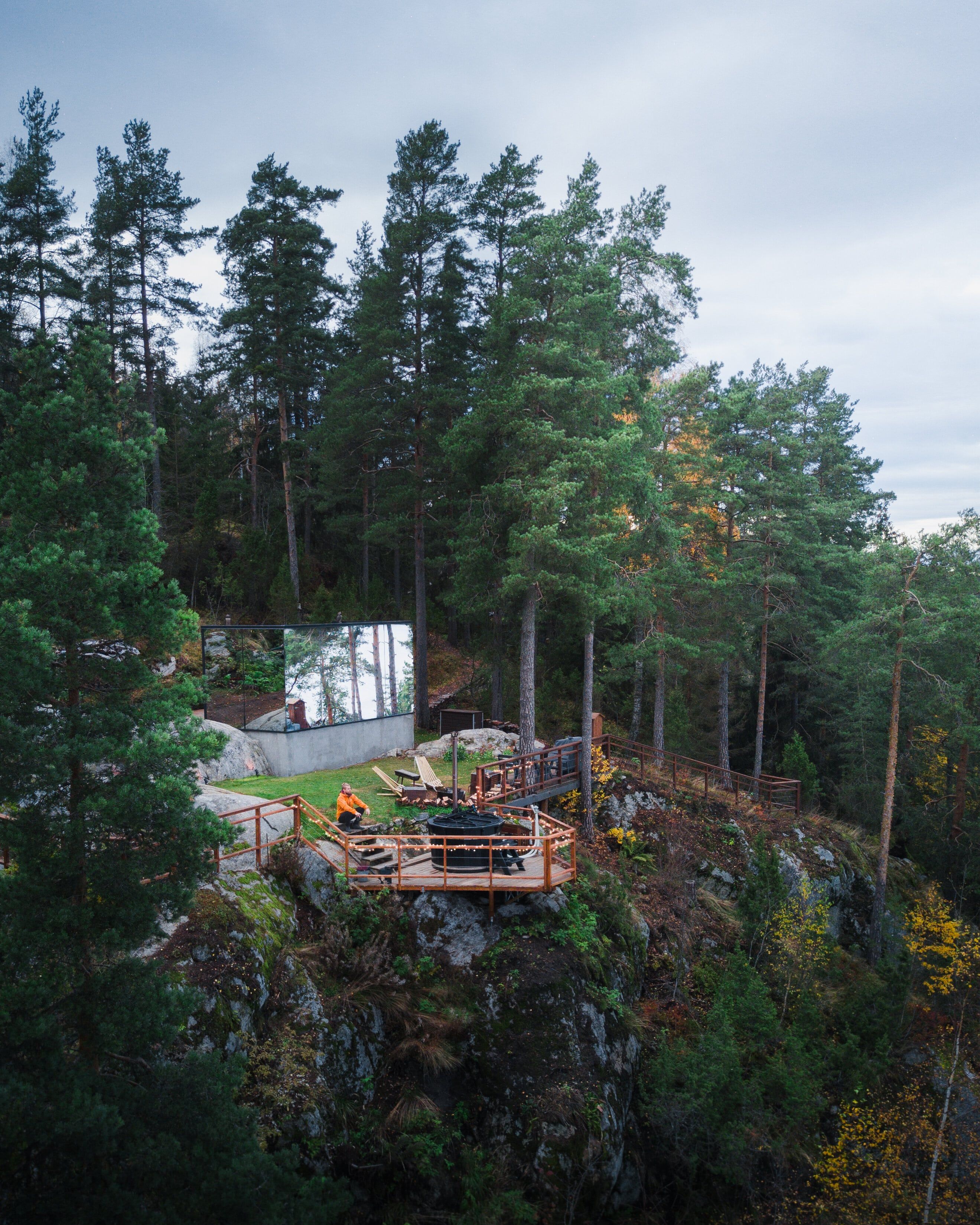 WonderInn glass hytte sett ovenfra