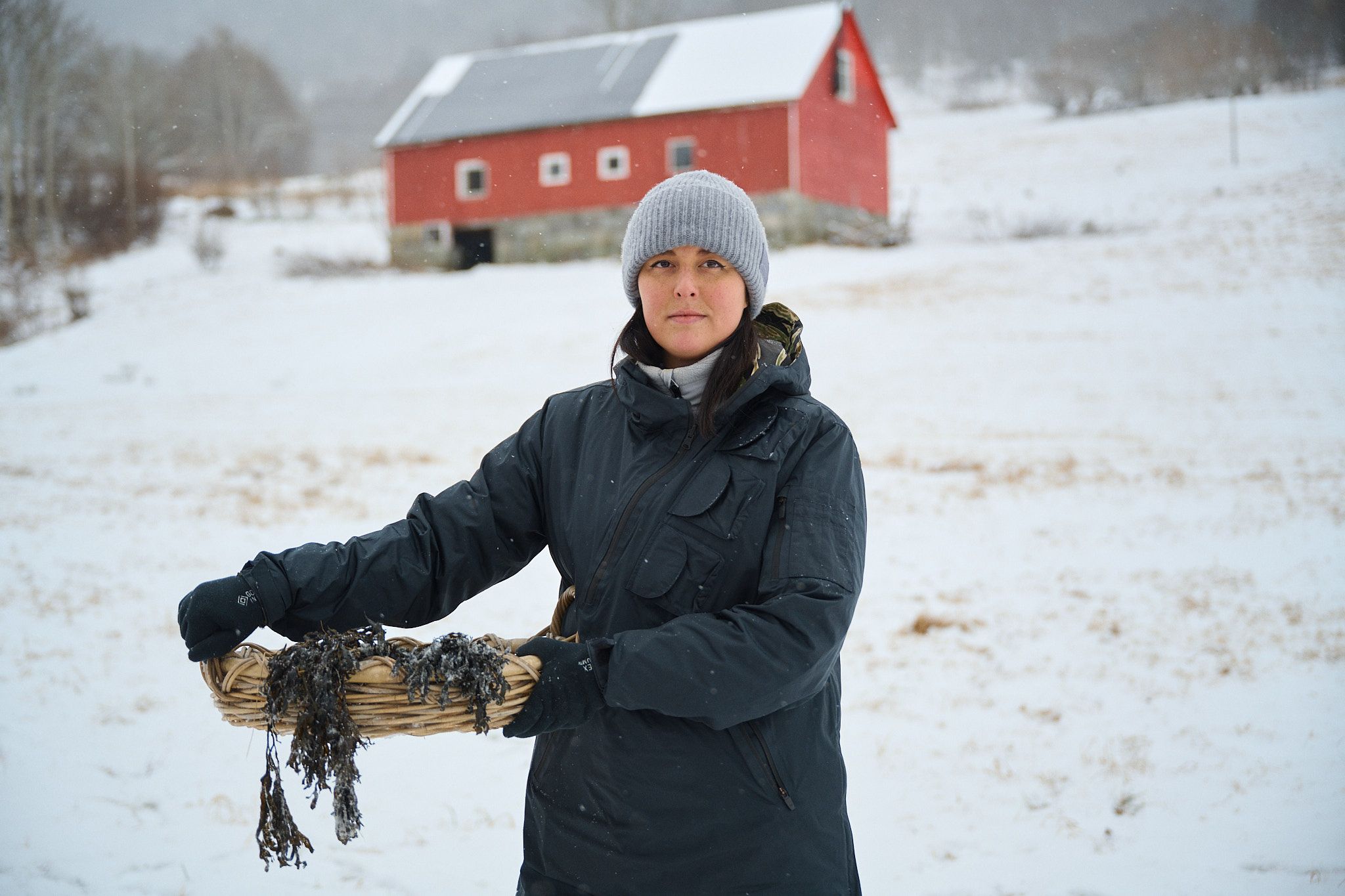 Portrait of a woman in the winter