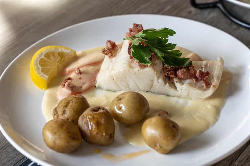 Detail of cod and potatoes.