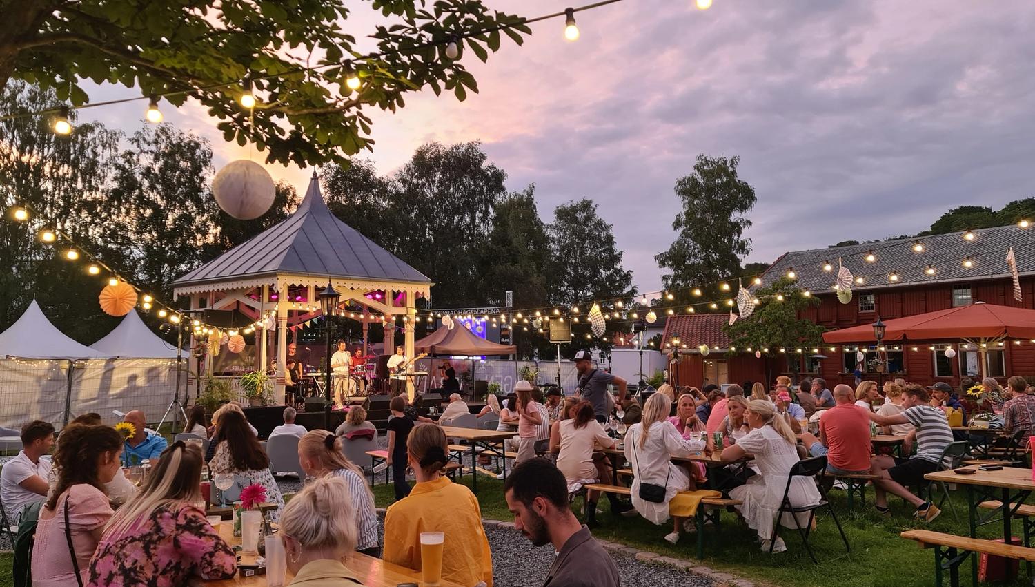 Atmospheric in the garden with a concert in the pavilion
