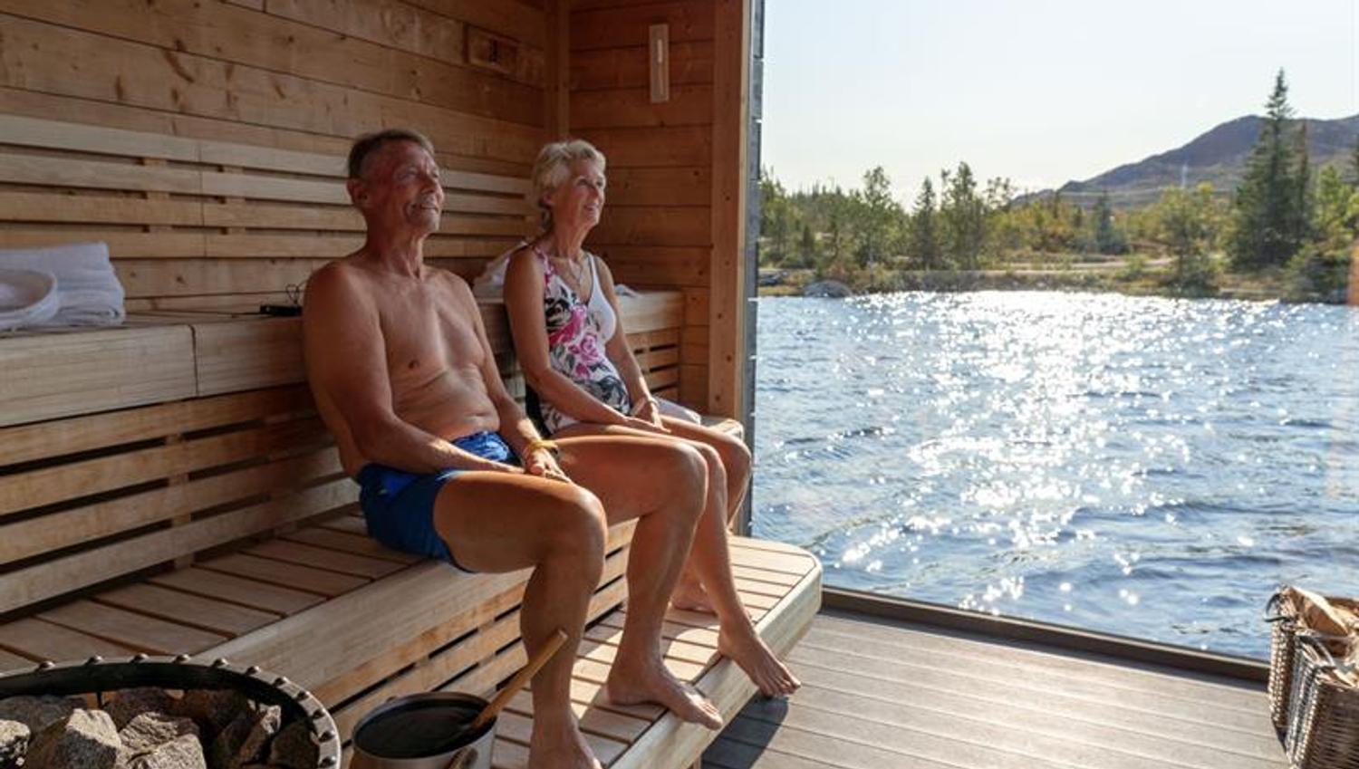 Flytende sauna på Kvitåvatn Gausta