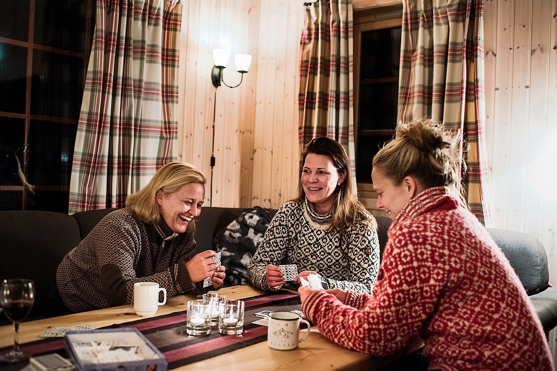 People sitting inside Juva Cabin