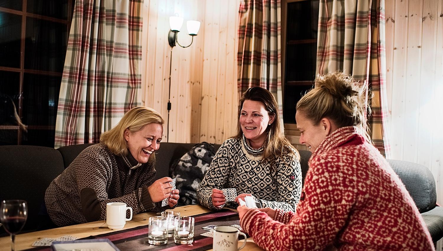 People sitting inside Juva Cabin