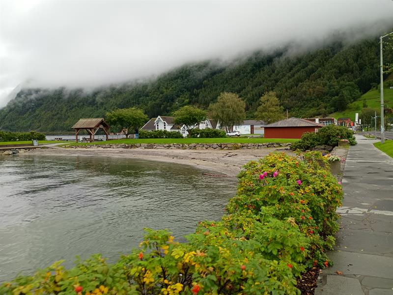 Along the waterfront promenade, Vikøyri