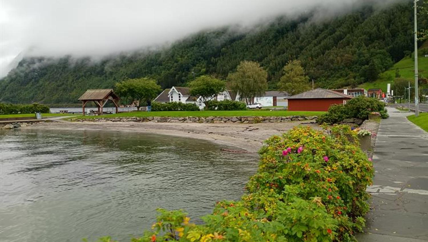 Along the waterfront promenade, Vikøyri