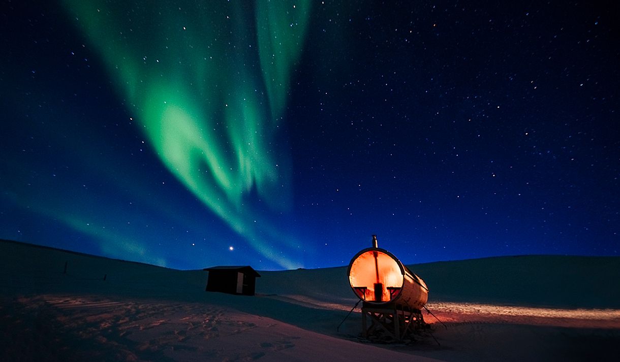 Northern lights above the sauna 