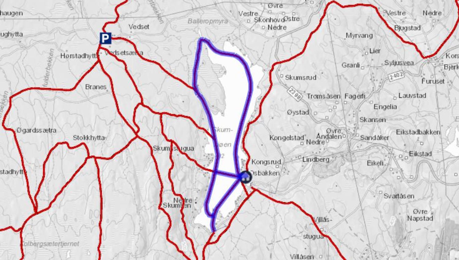 Skumsjøen rundt - kart skiforeningen