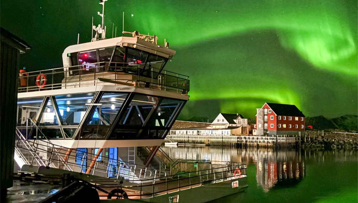 View of Brim's catamaran from the pier