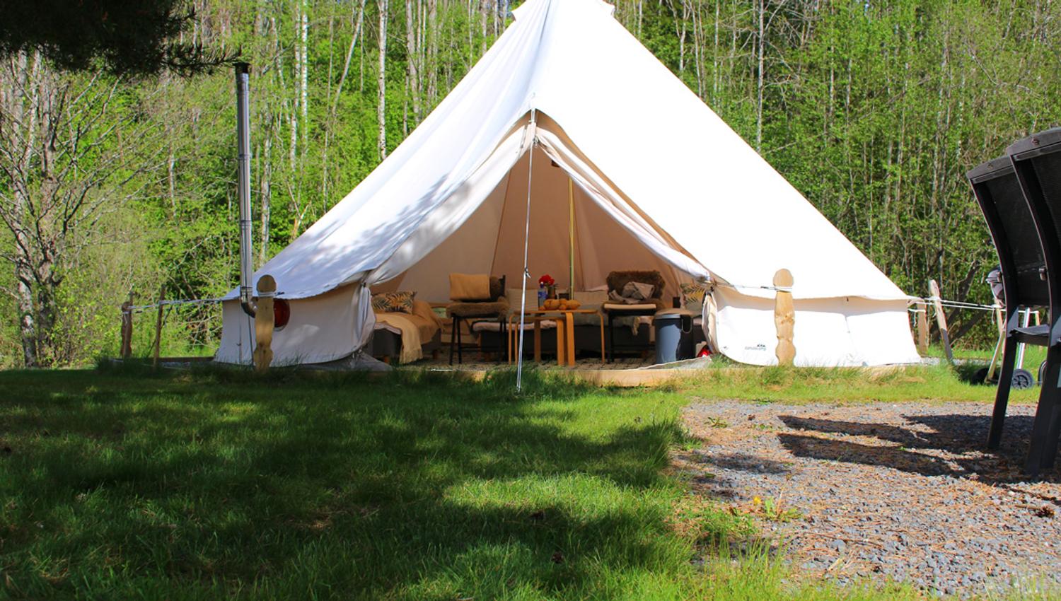 Glamping telt på Lystang Camping