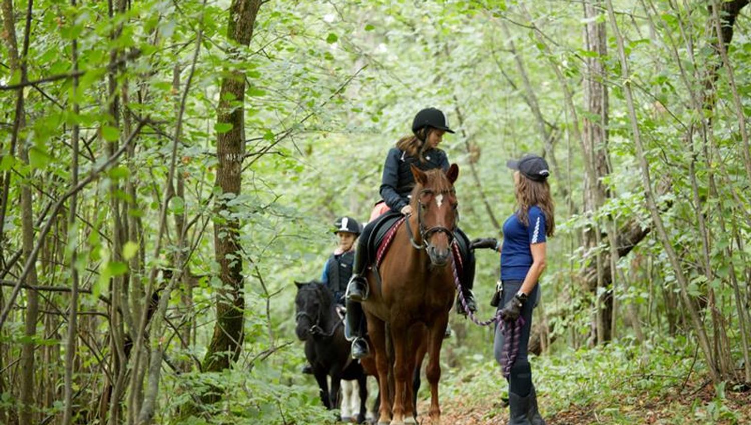 ridegruppe i skogen på Bygdø Kongsgård. Foto