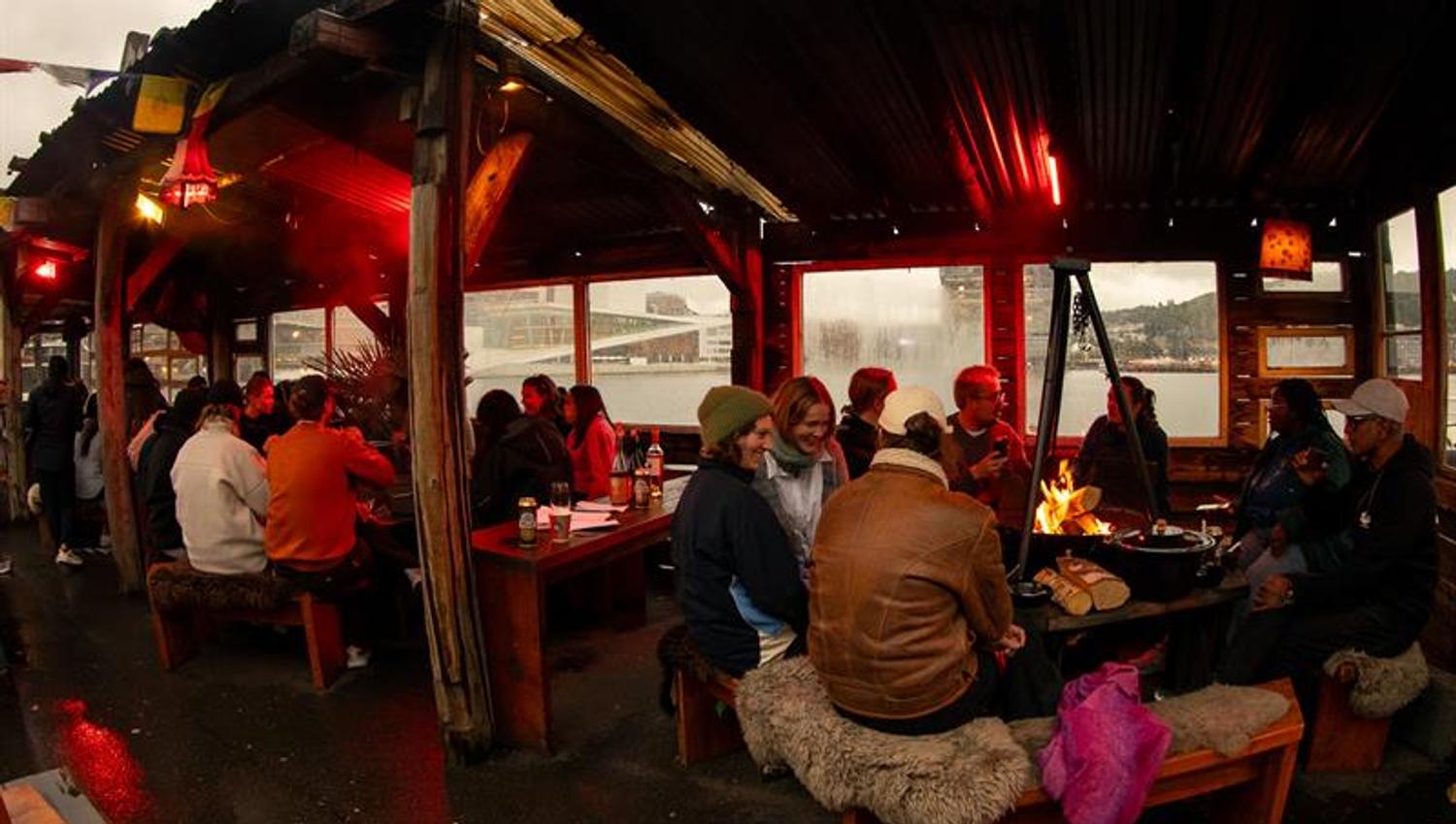 Outdoor seating group during winter