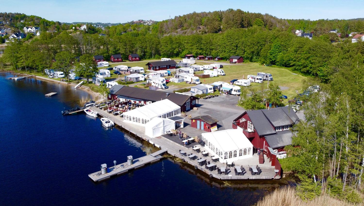 Nidelv Brygge Camping og restaurant fra oven