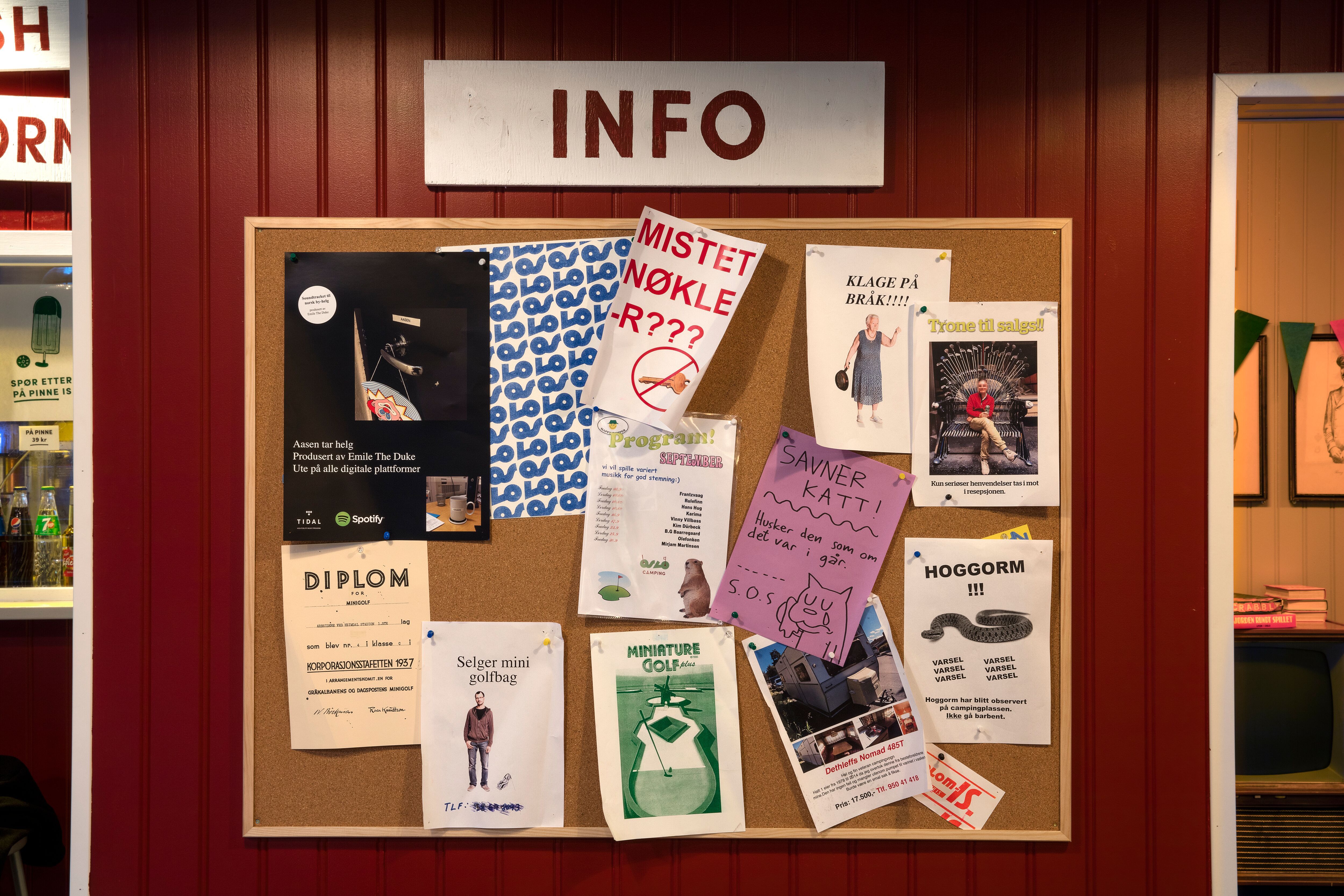 info board with different sheets on