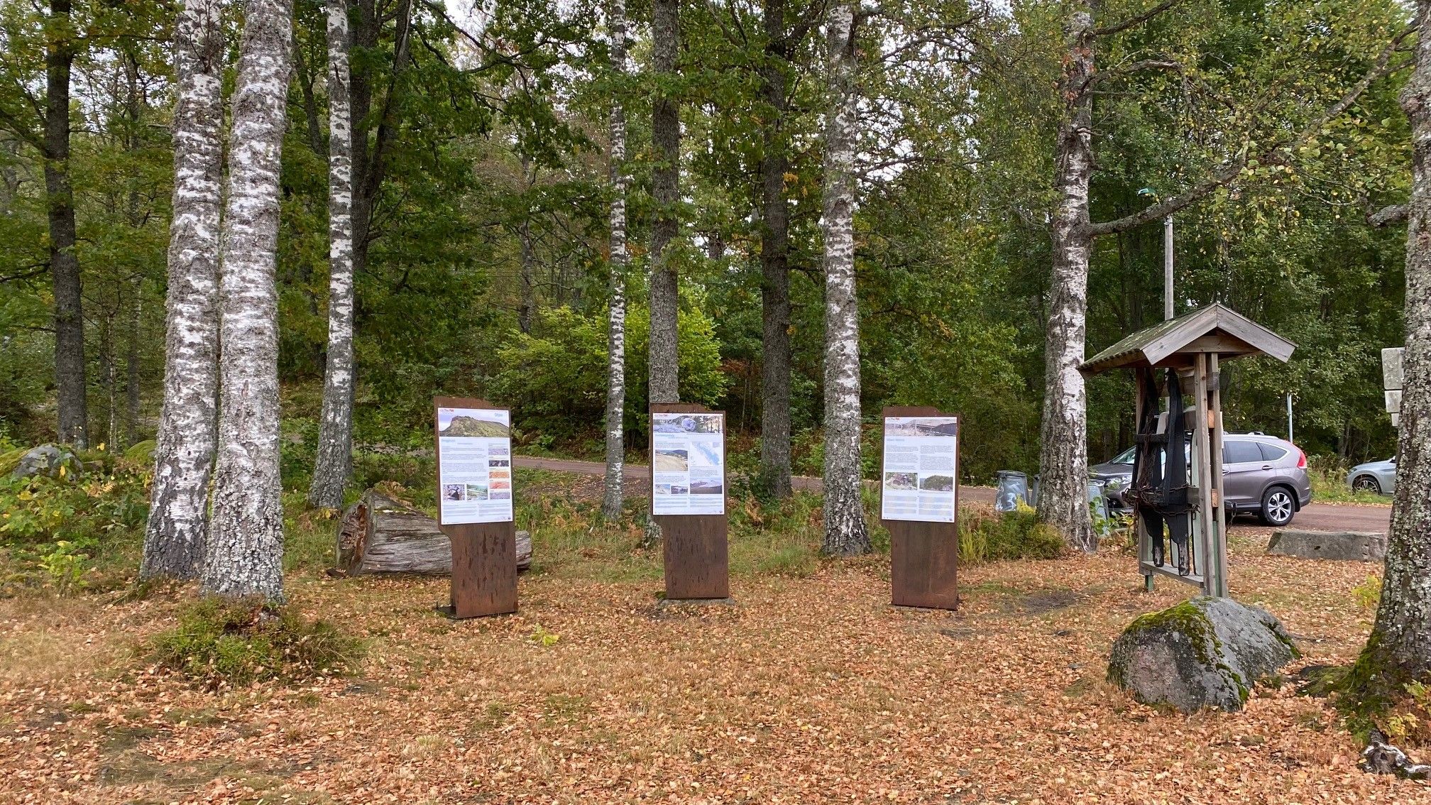 the information boards at the Geopark in Siljan