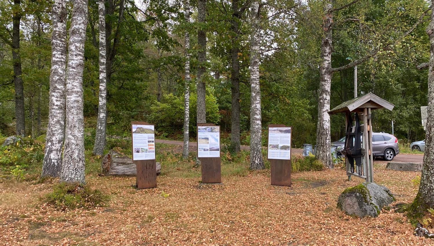 the information boards at the Geopark in Siljan
